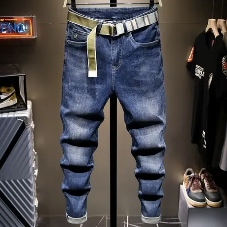 夏季薄款牛仔裤男直筒宽松修身小脚2021新款休闲裤潮流男士长裤子商品大图