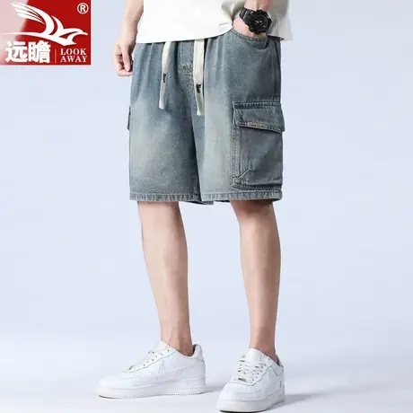 夏天工装牛仔短裤男士夏季薄款宽松外穿中裤美式潮牌休闲五分裤子商品大图