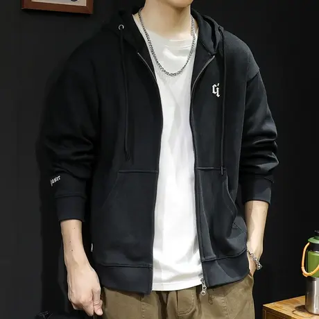 拉链开衫卫衣男连帽男款潮牌大码男士秋冬运动外套重磅春秋23新款商品大图