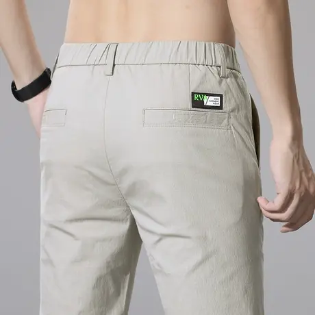 卡其色长裤男裤子夏季超薄款冰丝空调男士休闲裤宽松直筒中年爸爸商品大图