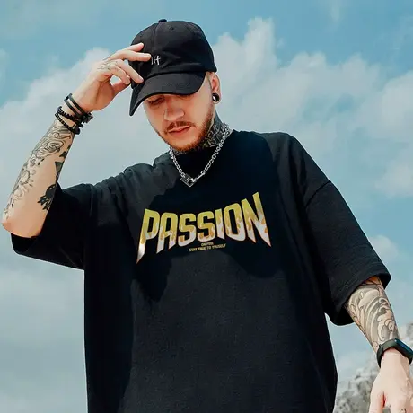 欧美高街潮流嘻哈oversize短袖T恤男潮加肥加大国潮宽松大码半袖图片