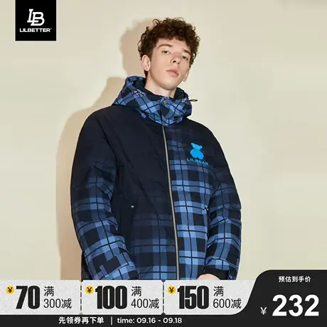 Lilbetter小熊羽绒服男格子外套冬季羽绒衣加厚时尚冬装衣服LB潮图片