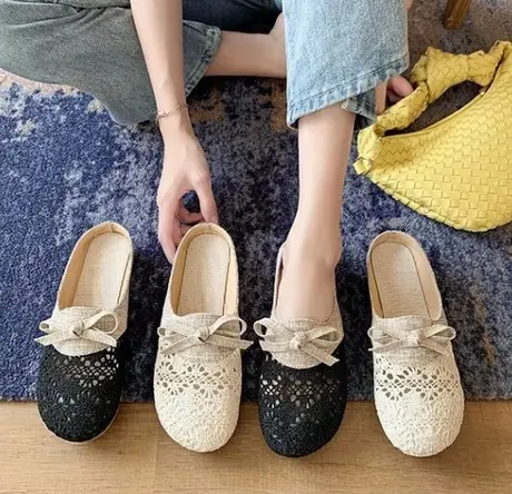 包头半拖鞋女鞋2023夏季新款懒人网红时尚百搭渔夫孕妇外穿凉拖鞋商品大图