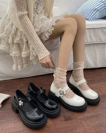 厚底玛丽珍小皮鞋女夏季2023新款浅口圆头日系jk粗高跟配裙子单鞋商品大图