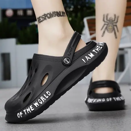 大码雨鞋钓鱼胶鞋厚底雨凉鞋男48厨房防滑鞋宽松舒适劳保专用水鞋商品大图