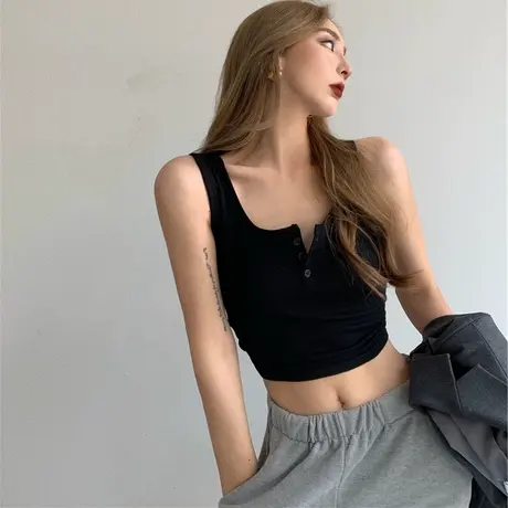 泫雅风辣妹短款打底小吊带背心女内搭设计感小众外穿ins超火上衣图片