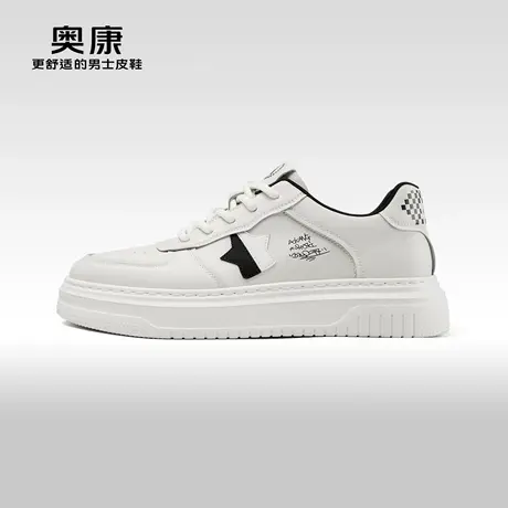 Aokang奥康春秋季新款时尚休闲板鞋男轻质透气印花舒适小白鞋商品大图