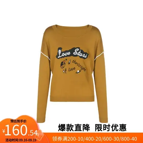 【艾格】学院休闲针织衫chic上衣2023春新款圆领字母装饰修身显瘦图片