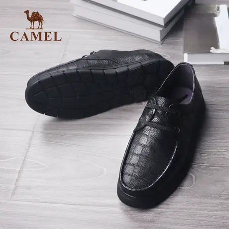 Camel/骆驼男鞋 2020春季新款商务休闲鞋软面牛皮系带皮鞋潮鞋男图片