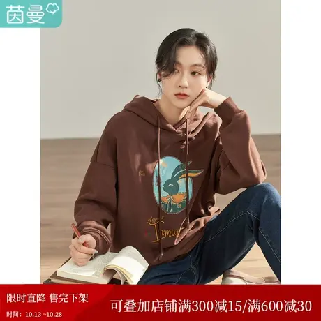 【商场同款】茵曼2023春女装新款田园落肩趣味图案宽松长袖卫衣图片
