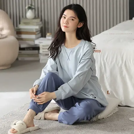 睡衣女纯棉春秋款长袖长裤甜美网红风家居服套装可外穿2023年新款商品大图