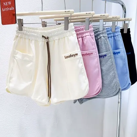 韩国东大门运动休闲短裤女夏季薄款高腰阔腿裤a字版纯棉大码欧货图片