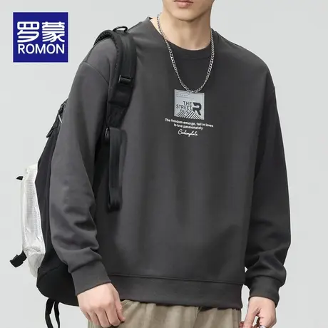 罗蒙圆领卫衣男春秋款男装潮牌男款大码2023新款男士上衣长袖秋季图片