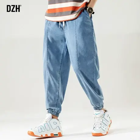 男士浅色牛仔裤男秋季韩版潮流男生九分裤宽松百搭哈伦束脚小脚裤商品大图