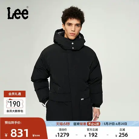 Lee商场同款舒适版双口袋设计黑色男连帽棉服休闲潮LMT006267201图片