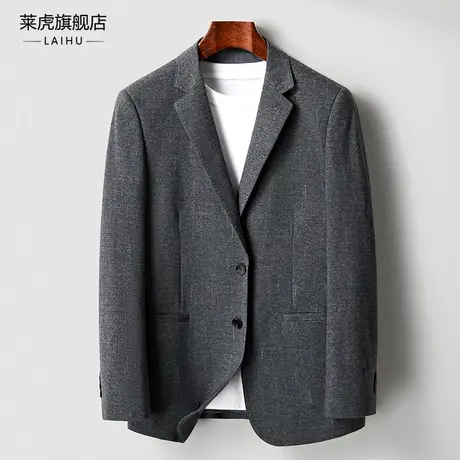新款灰色休闲小西装上衣男士单件春季时尚修身百搭韩版西服外套薄商品大图
