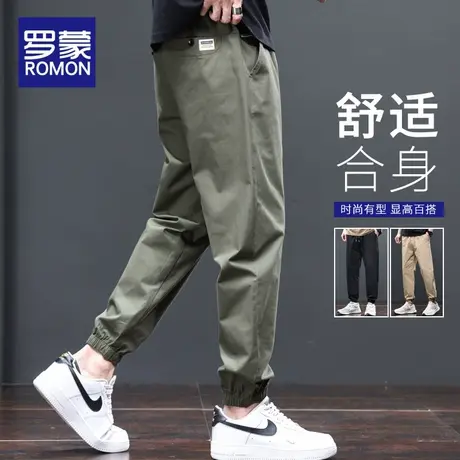 罗蒙男士休闲裤夏季薄款束脚运动裤2025新款男生宽松工装九分裤子商品大图