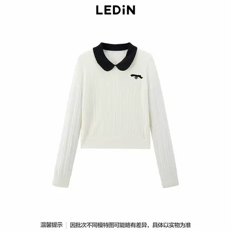 【商场同款】乐町撞色娃娃领针织线套衫25春季新款毛衣C1EEF1221*图片
