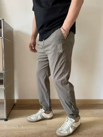 DAEVU夏新款薄料舒适镂空潮胖子束脚高弹加肥加大码男士休闲裤商品大图