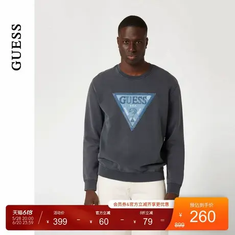 GUESS男士纯色时尚休闲圆领长袖卫衣-M4BQ17KCIF1商品大图