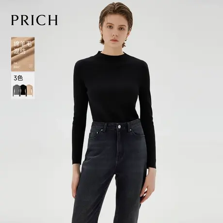 【超能小太阳严选】PRICH羊毛时髦质感半高领针织衫保暖修身上衣商品大图
