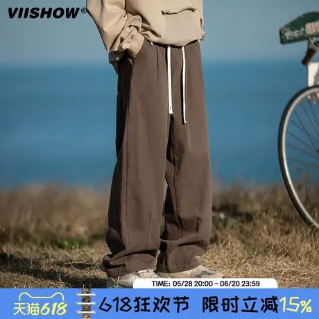 VIISHOWoversize美式休闲裤男直筒运动潮牌裤子高级感痞帅设计感商品大图