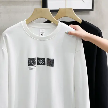 卫衣男圆领2023春秋季新款潮流宽松学生长袖t恤男士秋装外套上衣商品大图