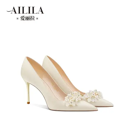 爱丽拉香槟色结婚鞋女2023新款水晶主婚纱新娘高跟鞋不累脚高级感商品大图