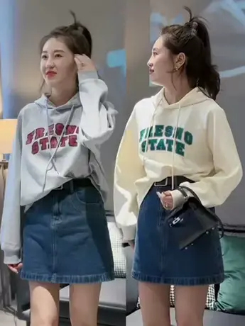 短款连帽卫衣女秋季款小个子2023年新款爆款时尚洋气宽松长袖上衣商品大图