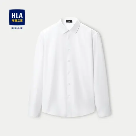 HLA/海澜之家抗静电长袖衬衫2023秋冬新款尖领加厚保暖白色衬衣男商品大图