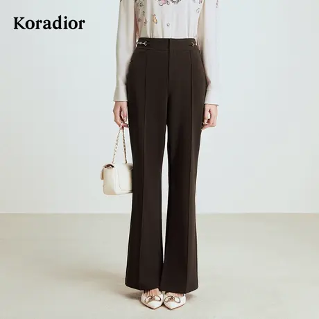 珂莱蒂尔koradior秋季款简约阔腿西装裤百搭修身微喇长裤女图片
