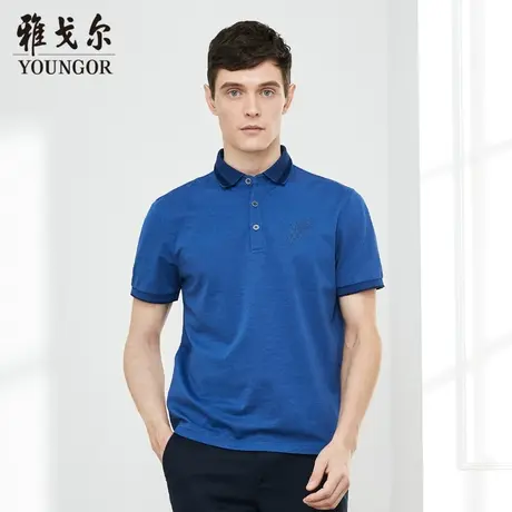 雅戈尔奥莱 男装棉涤混纺休闲商务翻领polo衫短袖T恤商品大图