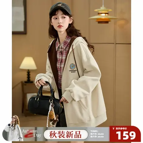 8.15/20点 上新唐狮2025秋季新款外套女绣花拼接开衫美式复古学院商品大图