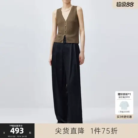 MISSCOCOON可可尼C3系列墨竹雅韵国风暗纹提花新中式设计感长裤女商品大图
