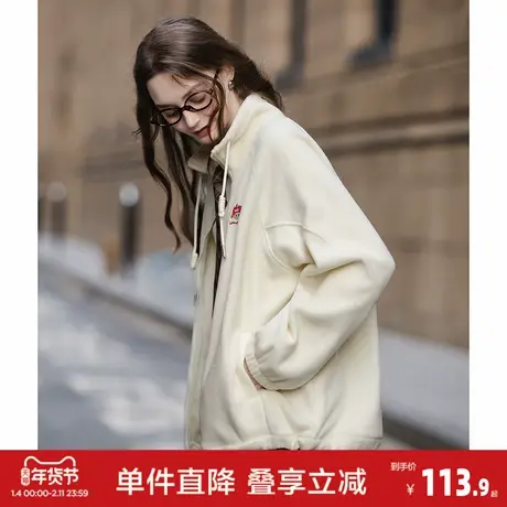 唐狮2026秋冬季摇粒绒保暖外套女立领短款简约百搭时尚韩系穿搭图片