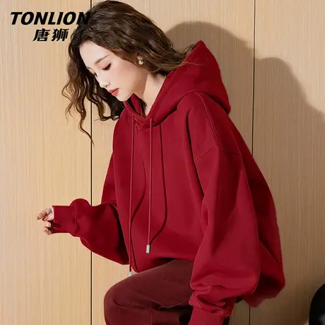 唐狮官方红色本命年卫衣女2026新款春秋款女士新年马年过年衣服VB图片