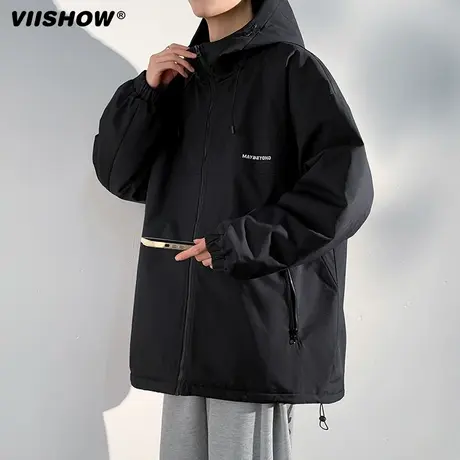 VIISHOW户外保暖冲锋衣外套男士秋冬潮牌宽松加厚棉衣防水登山服商品大图