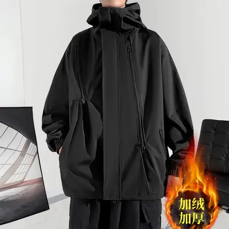 棉服男秋冬季基础款面包服保暖宽松黑色外套棉袄加绒夹克加厚棉衣商品大图