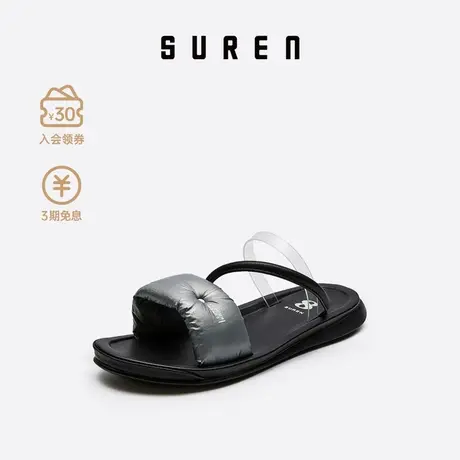 素人SUREN 夏季新款平底凉鞋女时尚一字拖女鞋凉拖外穿001商品大图