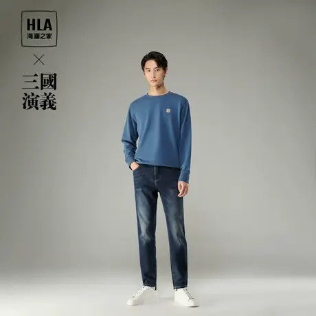 HLA/海澜之家三国系列牛仔裤2023秋冬季宽松直筒舒适时尚长裤图片