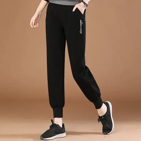 韩潮袭人松紧腰刺绣休闲运动束脚裤2023早秋新款女宽松显瘦哈伦裤图片