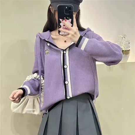 连帽女士毛衣女款2023新款秋冬宽松高级感超好看针织打底衫上衣商品大图