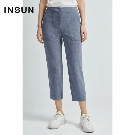 INSUN恩裳夏季高腰修身薄款小脚九分裤商品大图