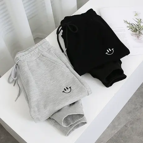 小个子灰色运动休闲卫裤女2021春季新款韩版宽松显瘦束脚哈伦裤子图片