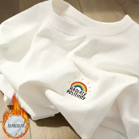 德绒半高领打底衫女春秋内搭白色长袖上衣冬修身加厚洋气时尚百搭商品大图