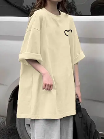 仿棉短袖t恤女2023年夏季新款小众设计感宽松大码女装显瘦上衣服图片