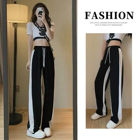 冰丝阔腿裤女夏高腰垂感防晒裤夏季薄款加长显瘦铜氨丝运动直筒裤图片