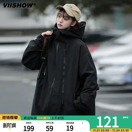 VIISHOW冲锋夹克外套男春秋季山系潮牌美式拉链机能宽松工装夹克商品大图