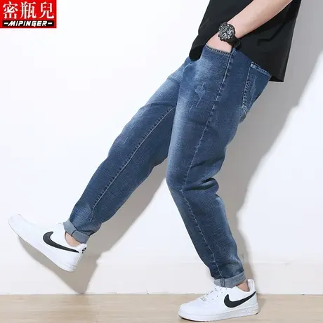 密瓶儿加肥加大牛仔裤男宽松秋季男士大码胖子裤子男潮流男装裤男商品大图