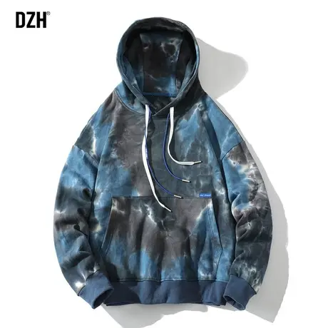 男士连帽扎染卫衣男潮ins长袖潮牌男装2023新款休闲外套秋季帽衫商品大图